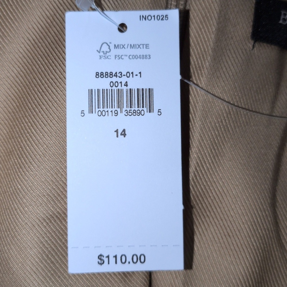 NWT Banana Republic Twill Dress Women 14 Khaki Fit Flare‎ Tailored Knee Length - Picture 12 of 14